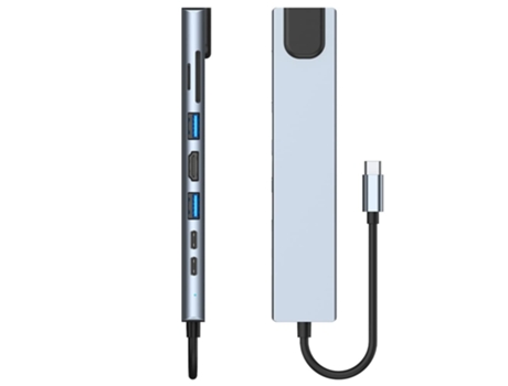 Hub USB-C Adaptador 8 en 1 Hub USB-C HDMI Ethernet 3 x Lector de Tarjetas USB 3.0 Tarjeta SD/Micro SD Alimentación Proporcionada para MacBook Pro i...