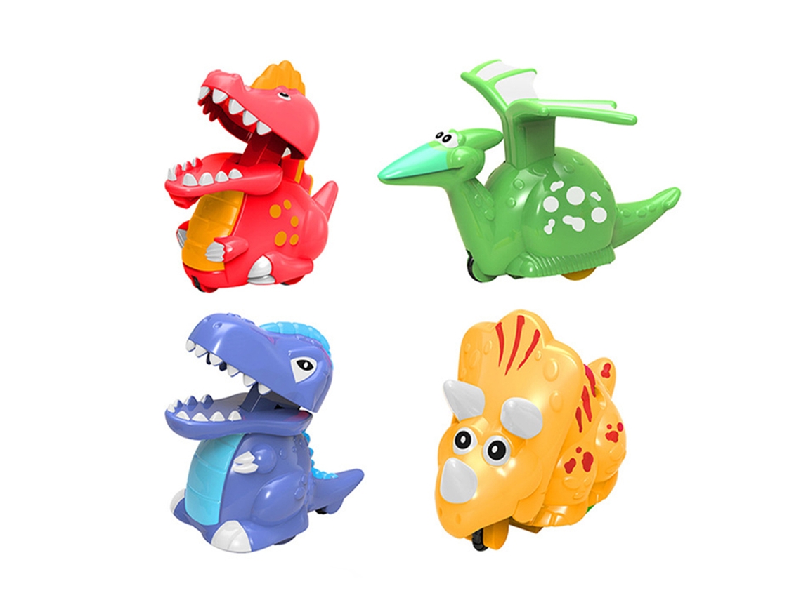 Rebe-4 Piezas Coches Dinosaurs Press And Go Juguetes Wind Up Para Niños Regalos Navidad Fiesta Dinosaurio