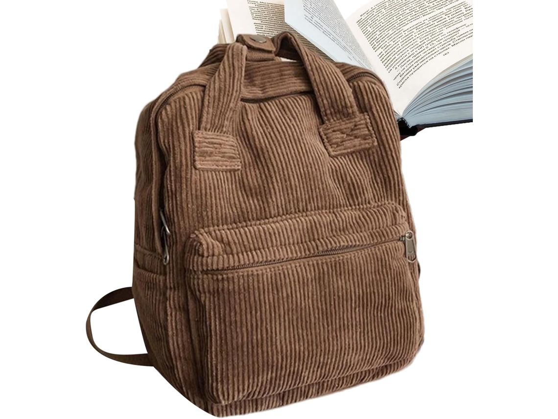 Mochila de pana para portátil con correa, bolso de viaje informal, pequeña capacidad, ideal para viajes escolares. SFUSHOS