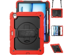 Funda antigolpes para iPad Air 13 2026/2025/2024, con soporte y correa para el hombro, rojo + negro.