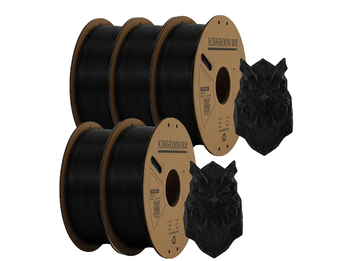 Filamento para impresora 3D, 1,75 mm de diámetro, sin burbujas, 5 rollos, negro OEM