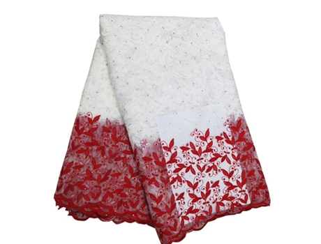 Vestido De Tela De Encaje Neto (Rojo - 5 Yardas - 130 Cm)