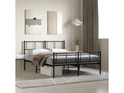 Estructura Cama Sin Colchón Con Estribo Metal Negro 140x190 Cm