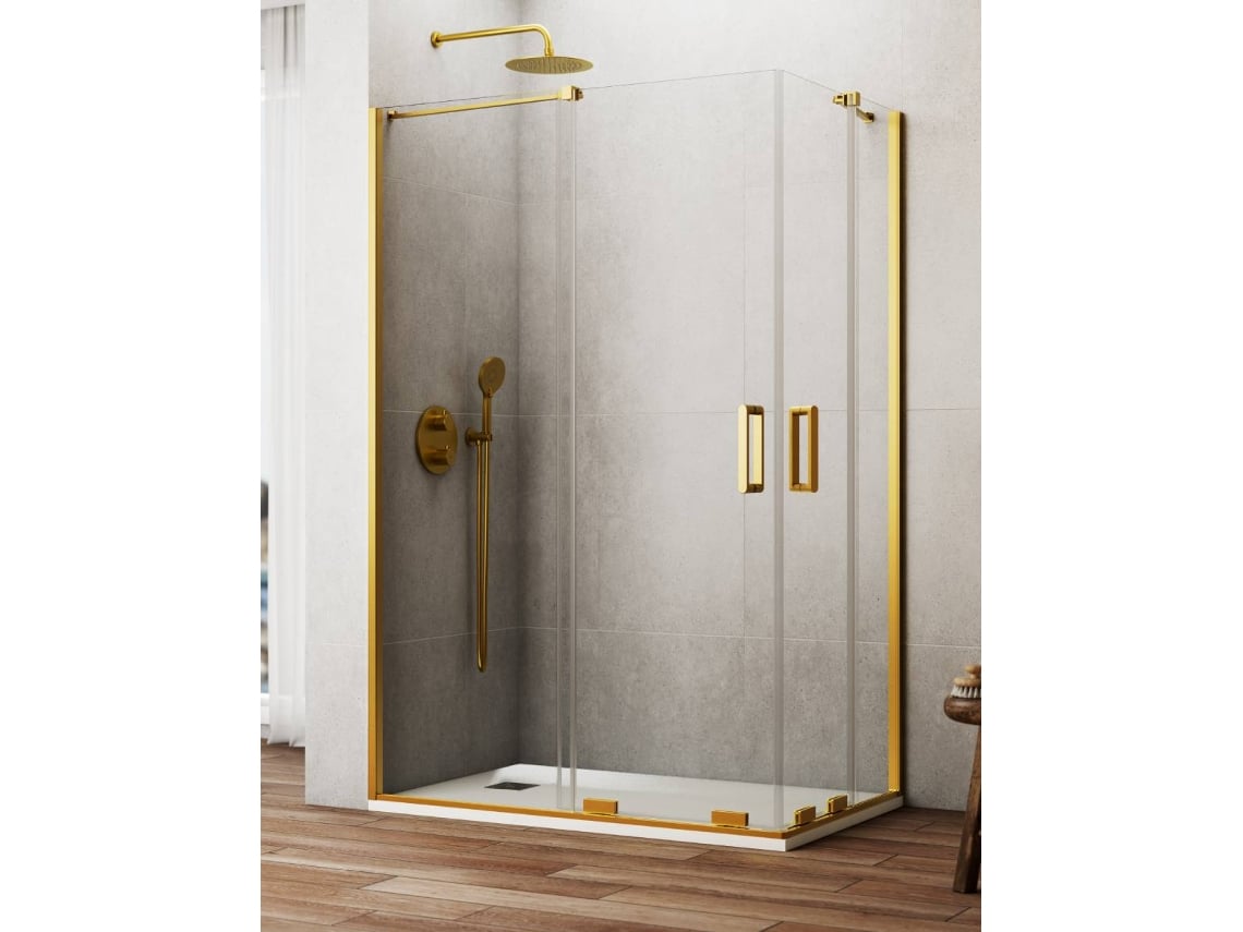 Mampara de ducha esquinera 2+2 Cirene (Kenna) 100x80 cm Oro
