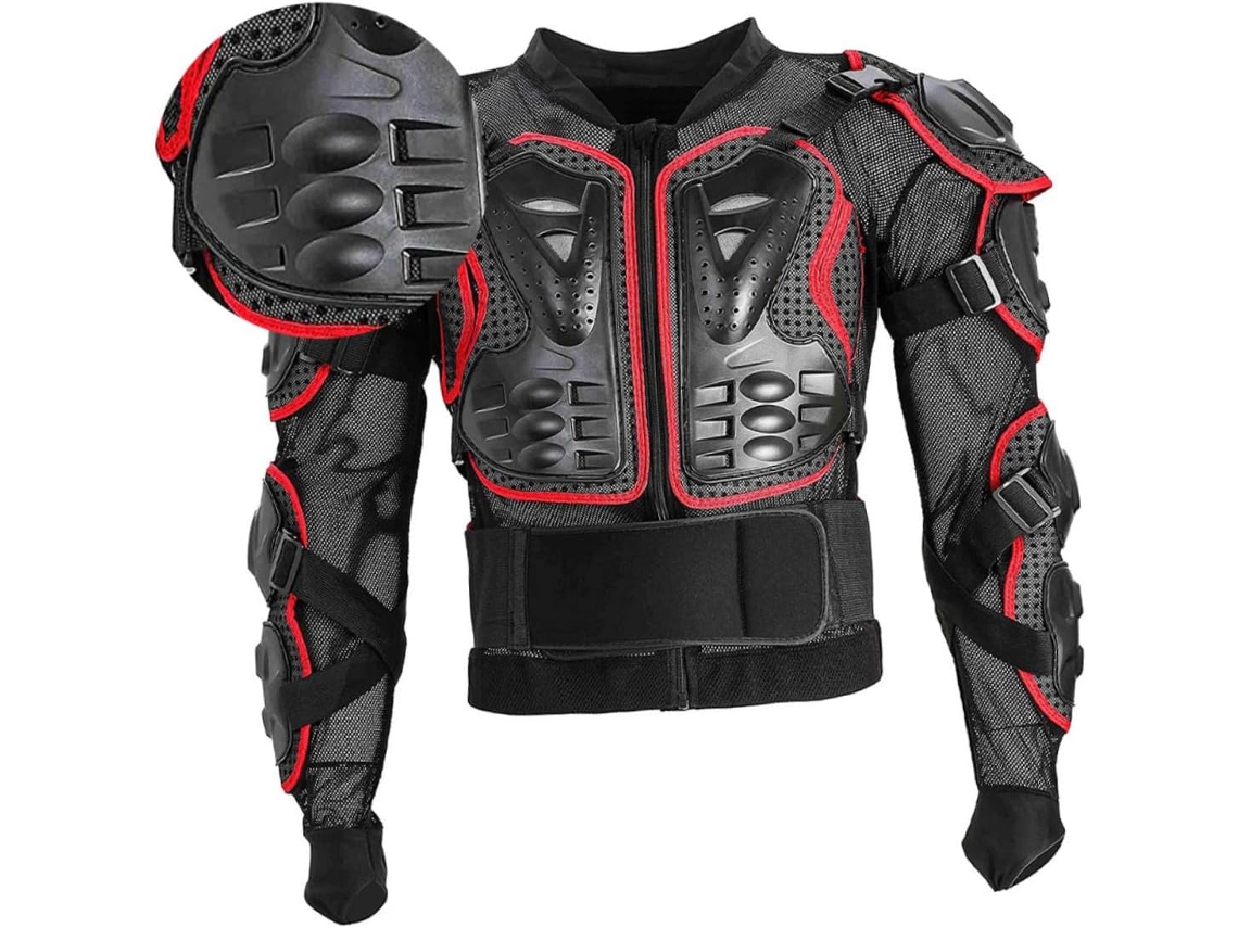Chaleco Protector Para Motociclista Con Acolchado Lateral Grueso Y Protectores De Espalda Y Abdomen Extraíbles.