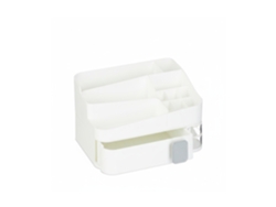 Relaxdays Organizador De Maquillaje, Con 18 Compartimentos, Almacenamiento Cosméticos, Plástico, 15 X 26 X 21 Cm, Blanco
