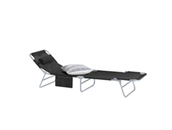 Sobuy Ogs35-sch Tumbona Plegable Con Almohada Negro