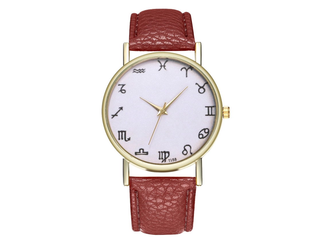 Reloj De Pulsera Analógico De Cuarzo Unisex De Cuero, Ideal Para Deportes Y Uso Diario - Color Café