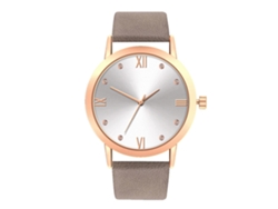 Reloj De Cuarzo Unisex Para Hombre Y Mujer, Moderno Con Correa De Pu Gris.