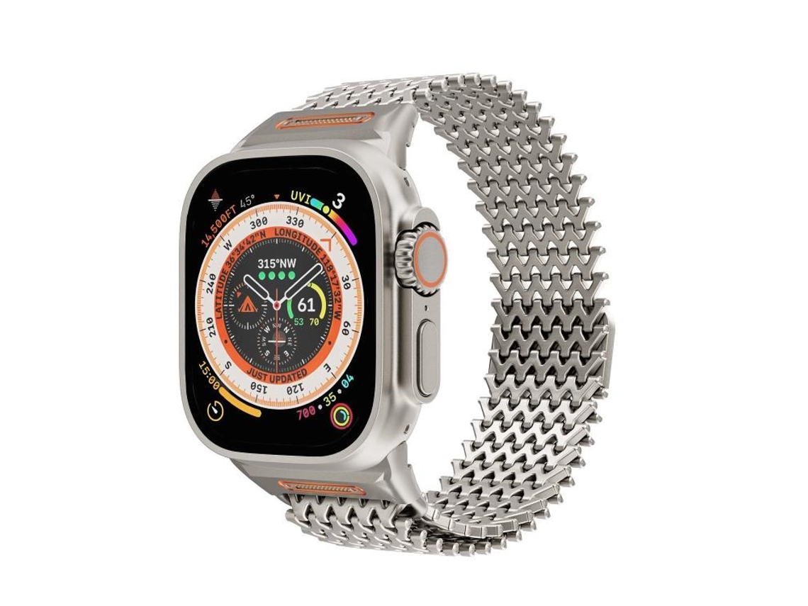 XIAOMOYU Correa larga magnética de titanio tipo esqueleto de acero inoxidable para Apple Watch de 46/49/45/44 mm