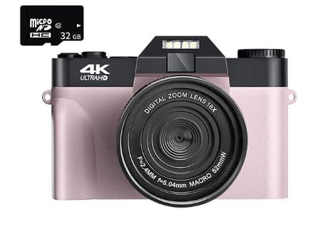Cámara digital EZII DC08 4K F2.4 16X multiplicación Pantalla de 3 pulgadas Regalo de cumpleaños rosa 32G