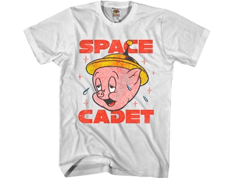 Camisetas Unisex DEEPSTONE Space Cadet Porky Pig Looney Tunes Blanco (XXXL)