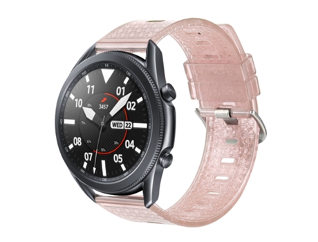 Correa de reloj inteligente para Samsung Galaxy Watch3 45 mm 22 mm Correa de reloj de TPU de diamante brillante transparente (rosa)