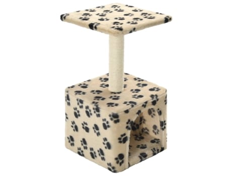 vidaXL Rascador para gatos con poste de sisal 55 cm huellas beige