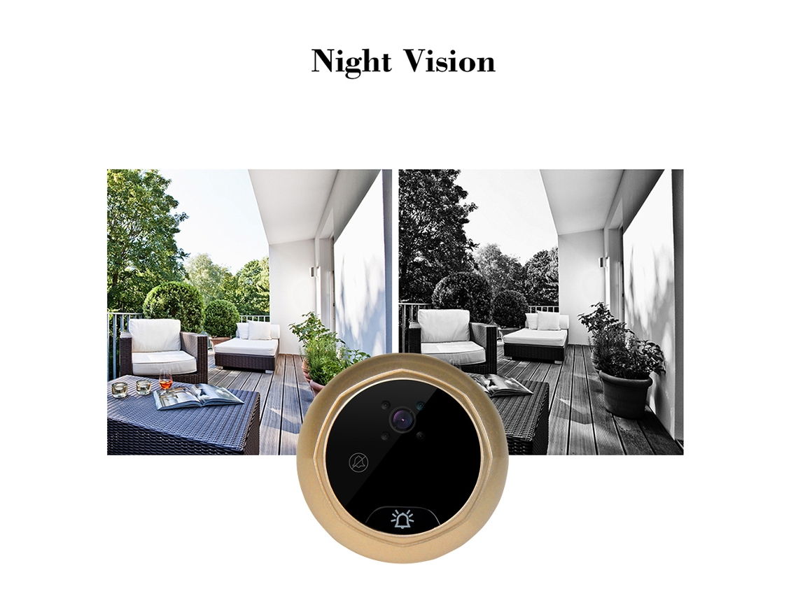 Mirilho Digital Con Cámara Y Timbre, Visión Nocturna, Pantalla Lcd, Gran Angular De 90° Para Seguridad Del Hogar.