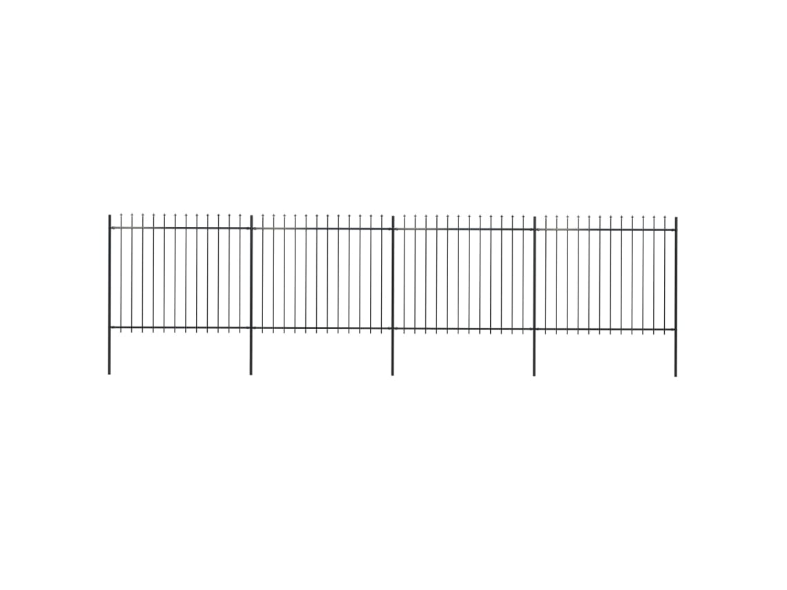 Valla de jardín con punta de lanza, 6,8 x 1,5 m, acero negro, DKD HOME DECOR