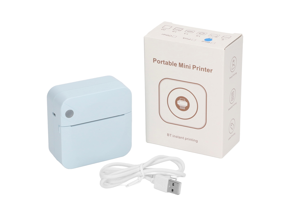 Mini impresora portátil Bluetooth para estudiantes: notas, errores, fotos y documentos - Azul