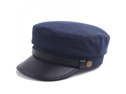 2026-gorra Unisex Baker Boy Con Visera Gorro Newsboy Beret Cadete Militar De Algodón Y Pu Talla Única 56-58cm Azul Marino