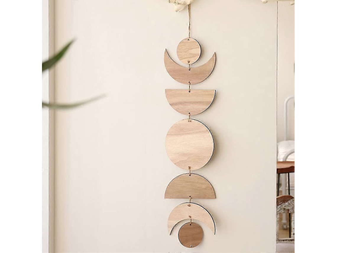 Rebe-decoración De Pared De Fases Lunar En Madera Para Hogar Con Toque Espiritual Y Boho