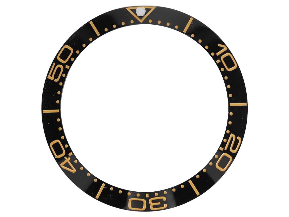 Anillo De Bisel De Cerámica De 38 Mm Para Reloj, Pieza De Repuesto Con Dígitos Dorados, Base Negra.