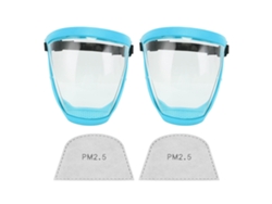 2 Protectores Faciales Transparentes Reutilizables Con Filtro De Algodón Para Niños - Azul Laguna