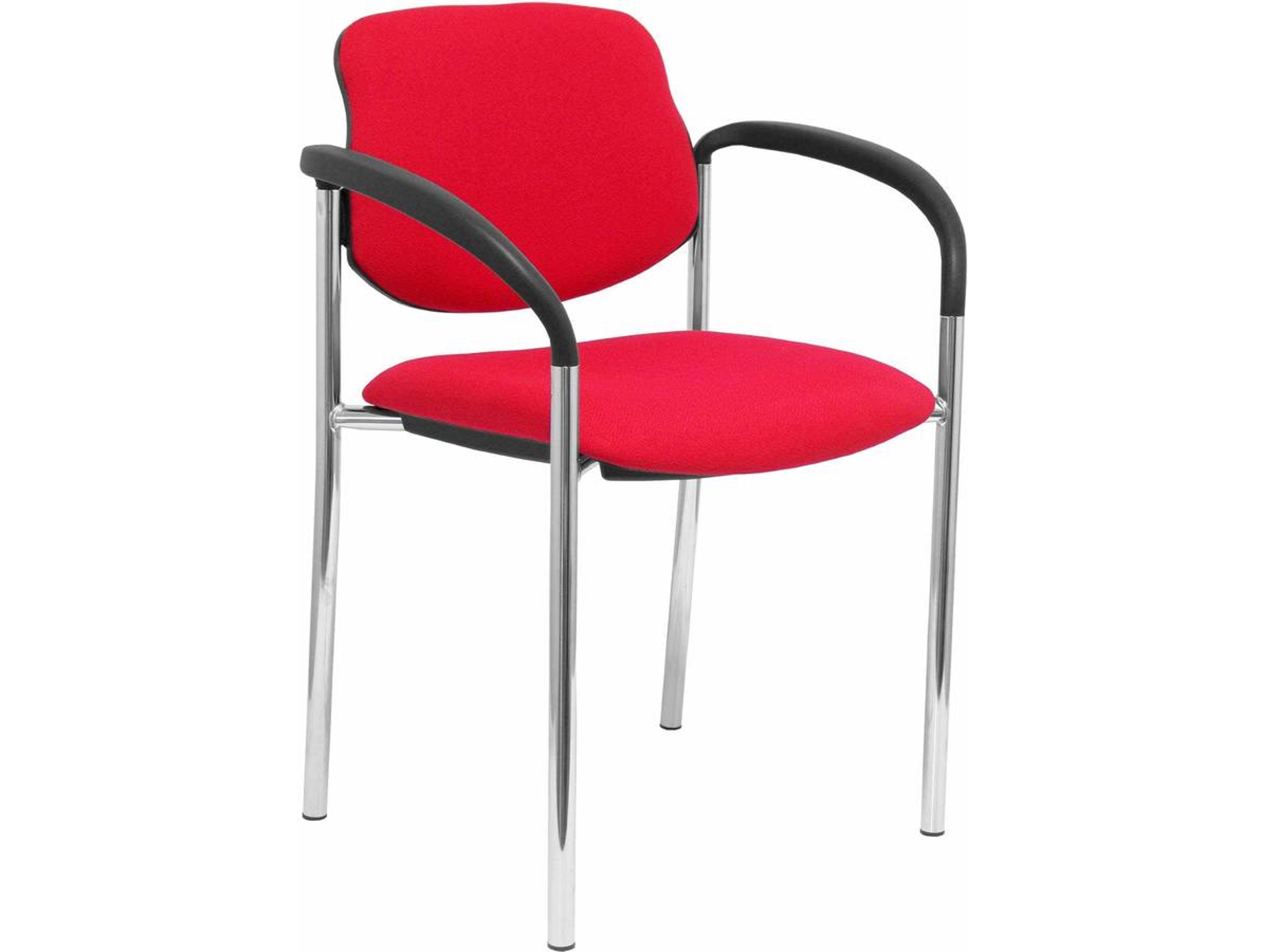 Silla de Confidente PIQUERAS Y CRESPO Villalgordo Rojo y Chasis Cromo (Brazos)