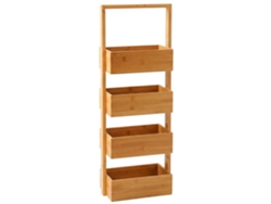 Estantería De Baño Relaxdays Con 4 Cestas (al X An X F): 88 X 28 X 16 Cm, Bambú/mdf, Ahorra Espacio, Color Natural