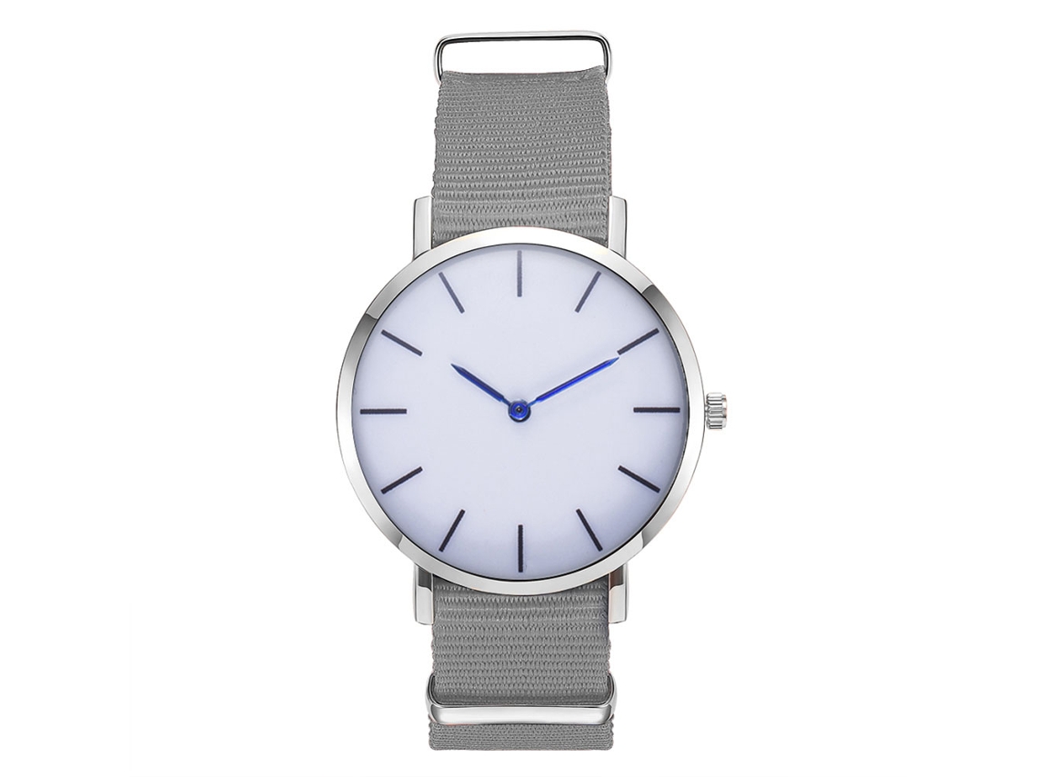 Reloj De Cuarzo Informal Para Hombre Con Correa De Nailon Y Esfera Redonda Gris.