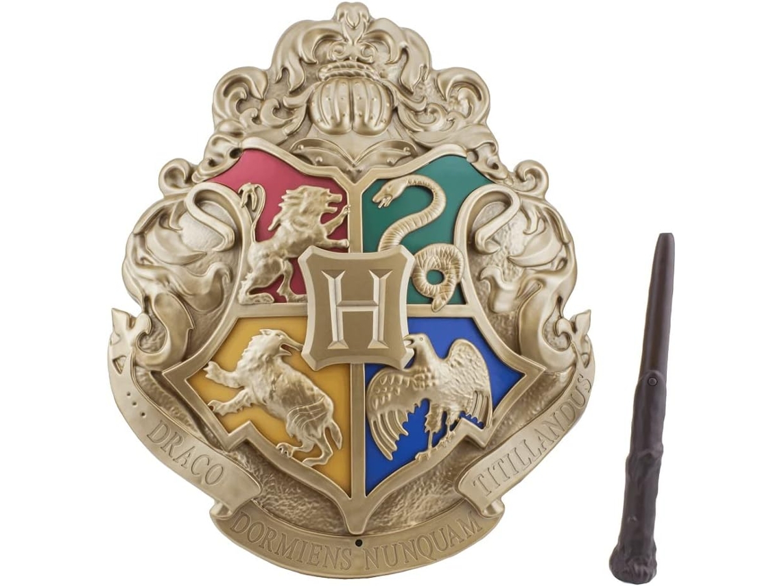 Lâmpada Escudo Hogwarts Harry Potter com Comando Varinha