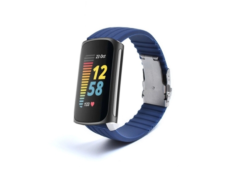 Correa Silicona Líquida para Fitbit by Google Charge 5 Azul Escuro