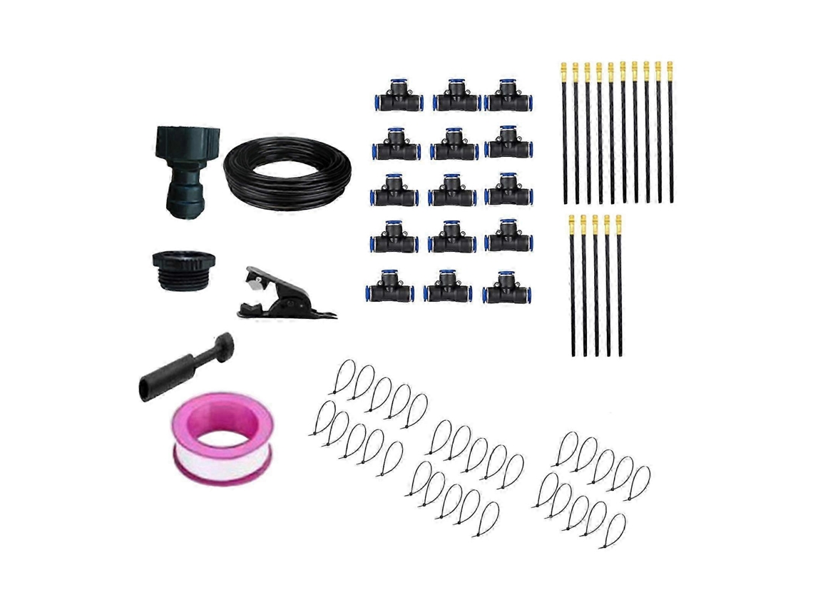 Kit de sistema de riego automático con aspersores ajustables para jardín, césped y macizos de flores.