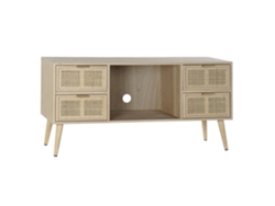 Mueble para TV de MDF de paulownia con patrón de cuadrícula natural, 120x42x60cm ALEXANDRA HOUSE LIVING