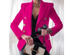2026-chaqueta Blazer Mujer Traje Oficina Formal Talla S-3xl Poliéster Manga Larga Ocasiones Versátiles S Rosa Roja