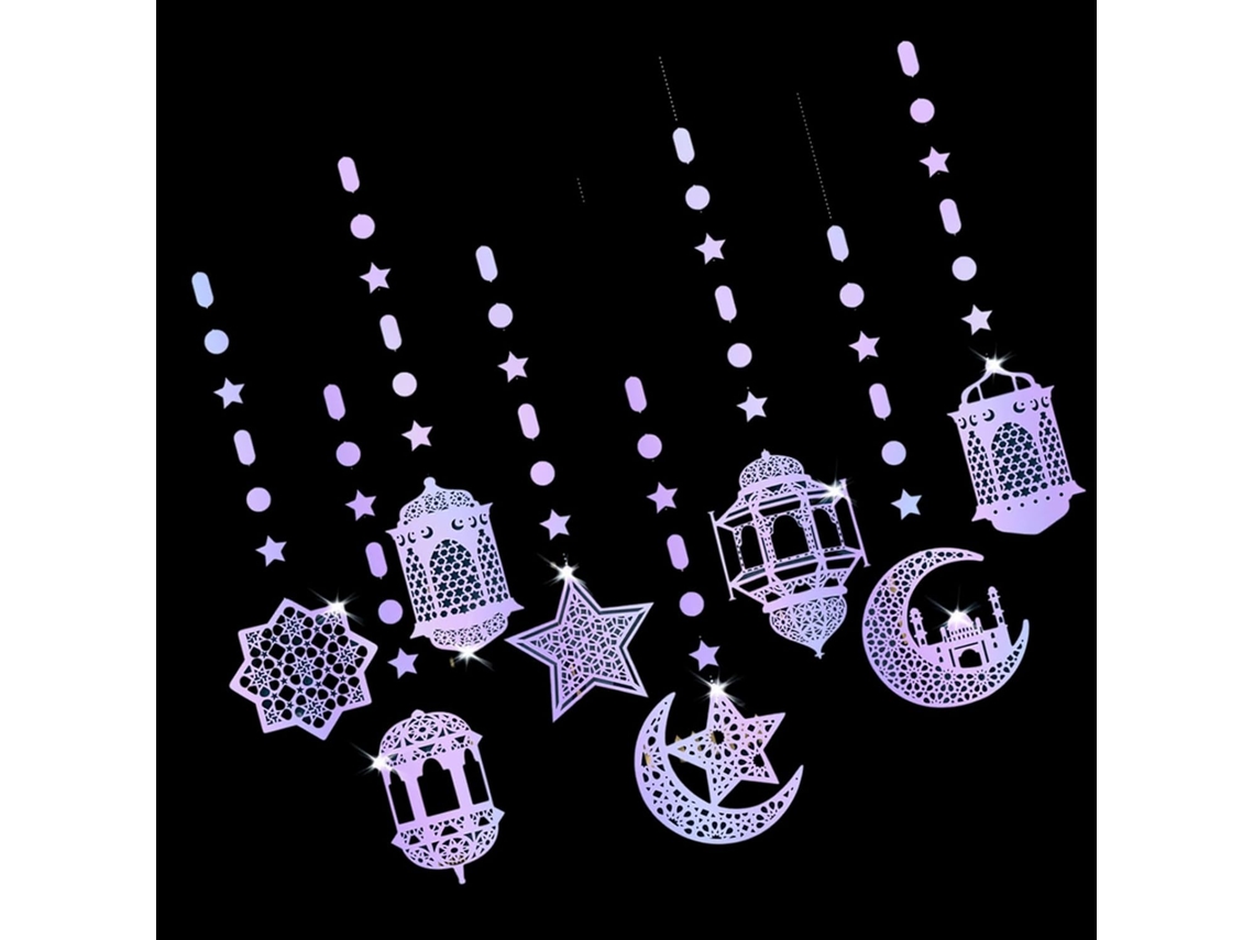Juego De 8 Adornos Colgantes Para Eid - Duraderos Para Realzar La Decoración Interior Y