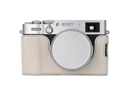Estuche de medio cuerpo para cámara Fujifilm X100vi, cubierta inferior de piel de vaca auténtica Facpoet