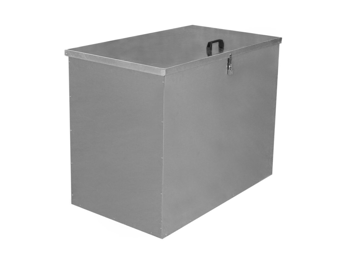 Contenedor metálico grande de 64 litros con compartimento externo para alimento para animales (1 Monstershop)
