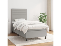 Cama Box Spring Con Colchón Tela Gris Claro 100x200 Cm