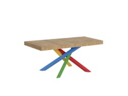 Mesa extensible Volantis Premium de roble natural 130/390x90 cm, patas multicolor, 4 unidades, Itamoby