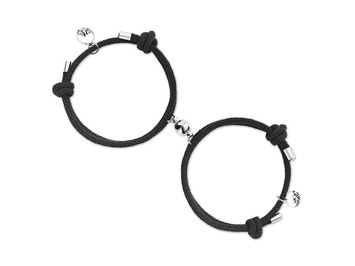 Conjunto De Pulseras Magnéticas Para Parejas 2025, Pulsera De Cuerda Ajustable Hecha A Mano Con Fricción Mutua.