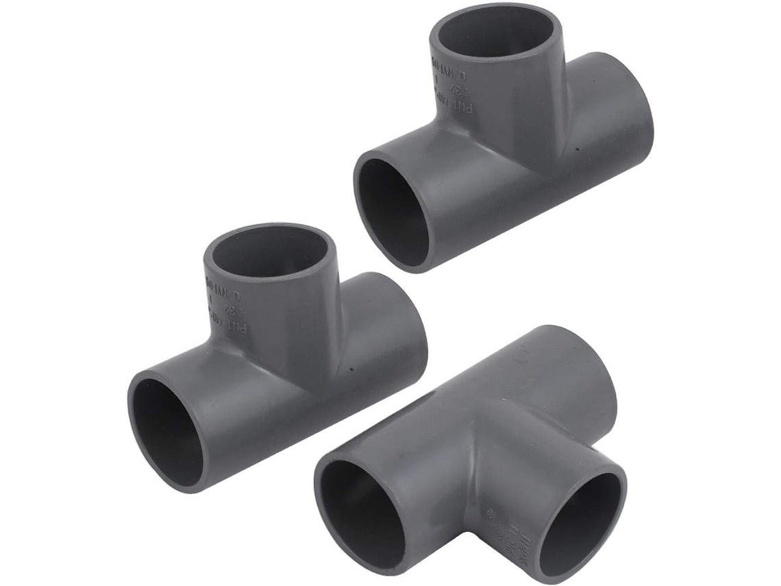 Conector De Tubería En T De Tres Vías De Pvc Gris Con Diámetro Interior De 32 Mm.