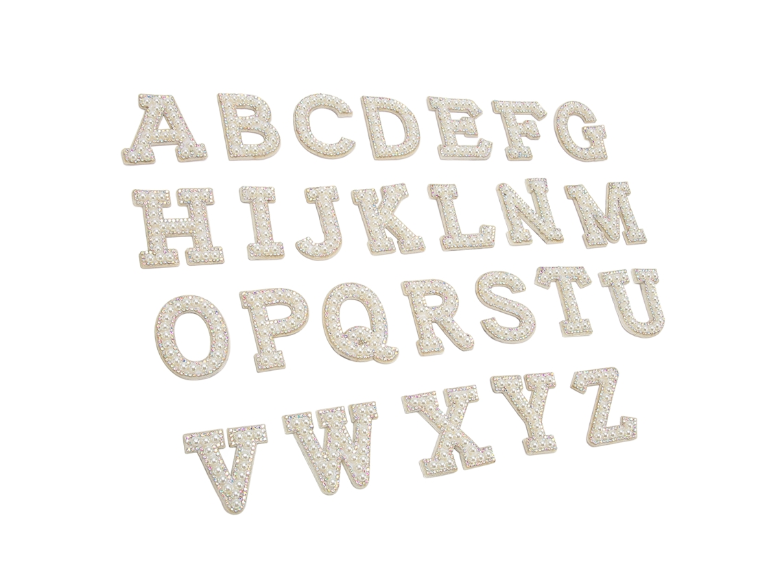 26 Parches Térmicos Con Letras Del Alfabeto, Diamantes De Imitación De Perlas, Para Gorros, Mochilas Y Camisas.