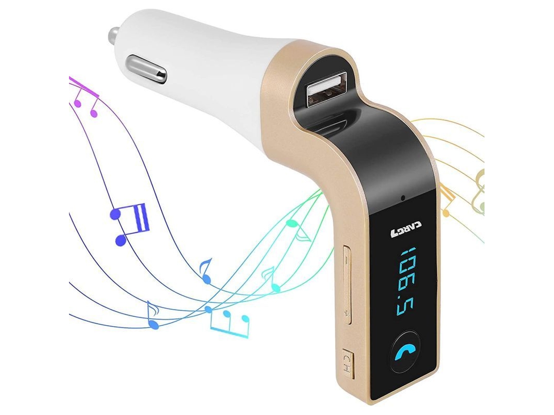 Transmisor Fm Bluetooth Para Coche G7 Con Altavoz, Reproductor De Mp3, Cargador Usb Y Entrada Auxiliar.