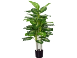 Calathea artificial, 120 cm de altura, maceta de cemento, 53 hojas para uso en interiores. VISTA