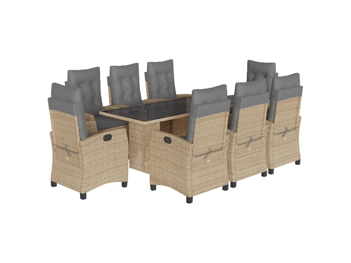 Maison Exclusive - Set Comedor De Jardín 9 Pzas Con Cojines Ratán Sintético Beige