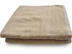 Juego de 2 sábanas de baño ONÍRICA Ibiza Beige 100x150cm, 100% Algodón 450gr/m²