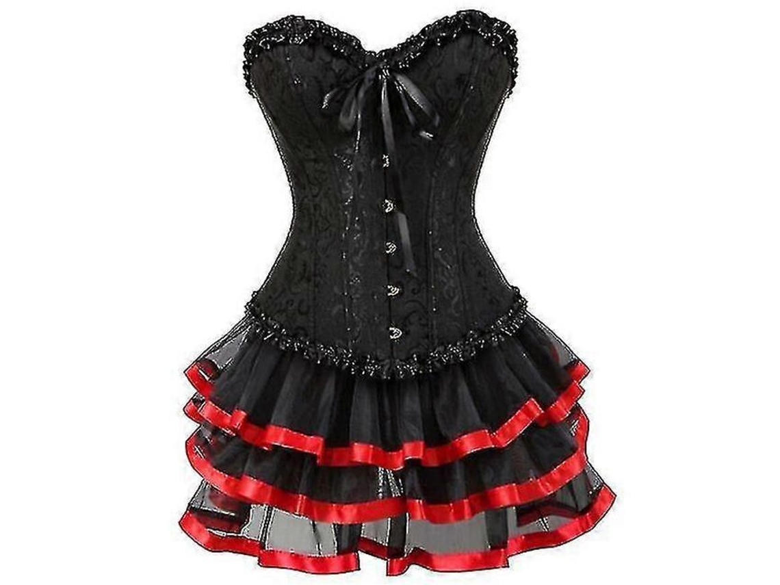 Corsé Sexy De Talla Grande Para Mujer, Disfraz Burlesque, Minifalda Tutú Con Estampado Brocado.