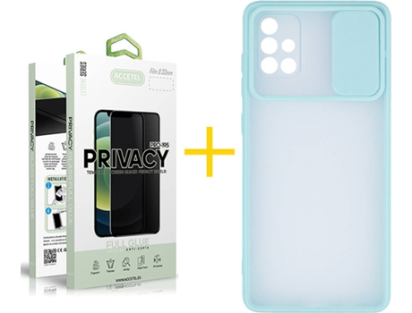 Carcasa + Protector de Pantalla para Samsung Galaxy A71 ACCETEL Verde Agua