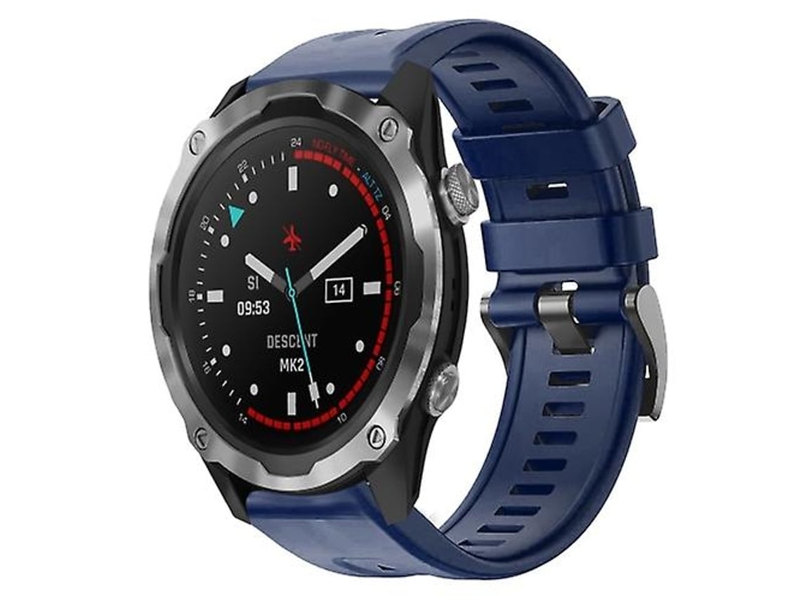 Correa de silicona azul marino para reloj Garmin Descent Mk 2 Chennnls
