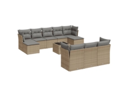Maison Exclusive - Set De Sofás De Jardín 11pzas Con Cojines Ratán Sintético Beige
