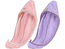 Toalla de secado rápido para el cabello, súper absorbente, gorro de ducha, toalla de secado, toalla para la cabeza (2 unidades) Rosewell (rosa y morado)